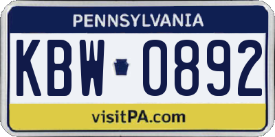 PA license plate KBW0892
