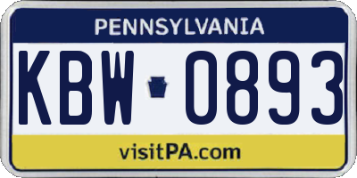 PA license plate KBW0893