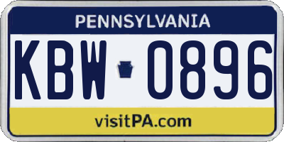 PA license plate KBW0896