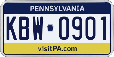 PA license plate KBW0901