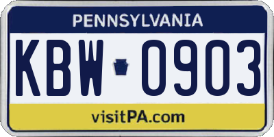 PA license plate KBW0903