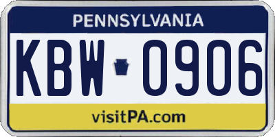PA license plate KBW0906