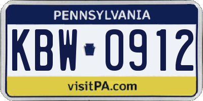 PA license plate KBW0912
