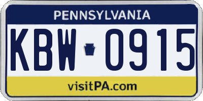PA license plate KBW0915