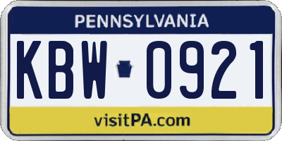 PA license plate KBW0921