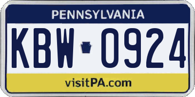 PA license plate KBW0924