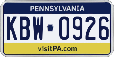 PA license plate KBW0926