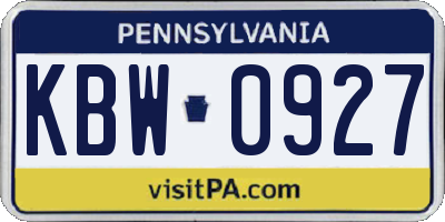 PA license plate KBW0927
