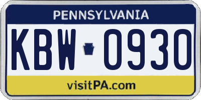 PA license plate KBW0930