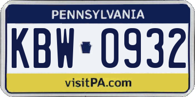PA license plate KBW0932