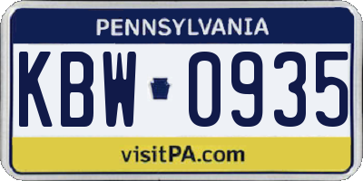 PA license plate KBW0935