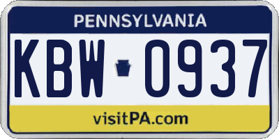 PA license plate KBW0937