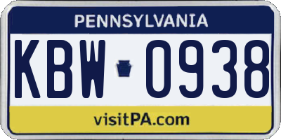 PA license plate KBW0938