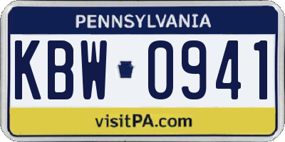 PA license plate KBW0941