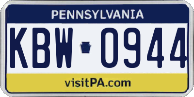 PA license plate KBW0944