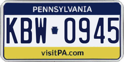 PA license plate KBW0945