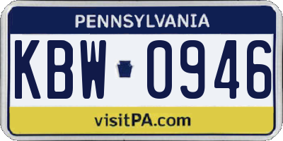PA license plate KBW0946