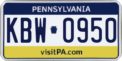 PA license plate KBW0950