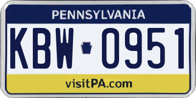 PA license plate KBW0951