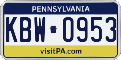PA license plate KBW0953