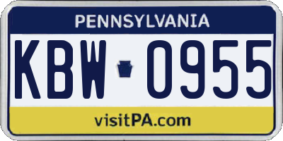 PA license plate KBW0955