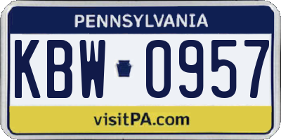 PA license plate KBW0957