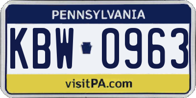 PA license plate KBW0963
