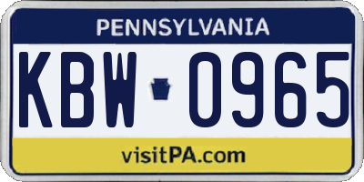 PA license plate KBW0965