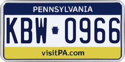 PA license plate KBW0966