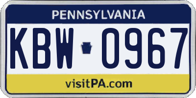 PA license plate KBW0967