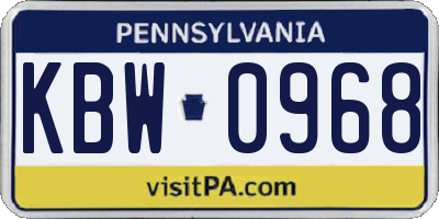 PA license plate KBW0968