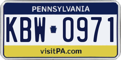 PA license plate KBW0971