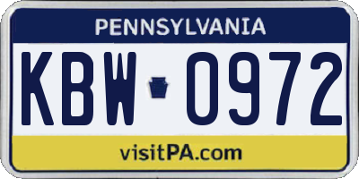 PA license plate KBW0972