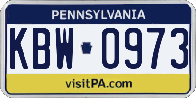 PA license plate KBW0973