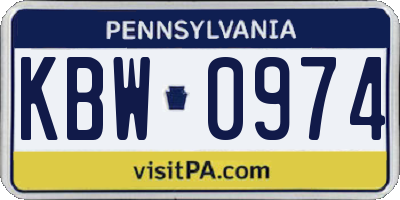 PA license plate KBW0974