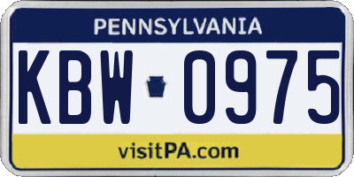 PA license plate KBW0975