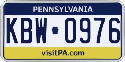 PA license plate KBW0976
