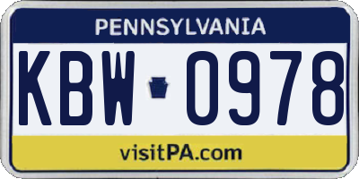 PA license plate KBW0978