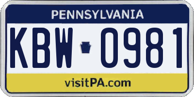 PA license plate KBW0981
