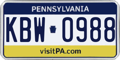 PA license plate KBW0988