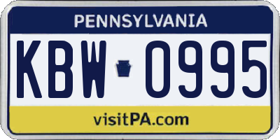 PA license plate KBW0995