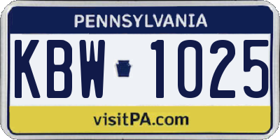 PA license plate KBW1025