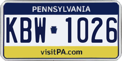 PA license plate KBW1026