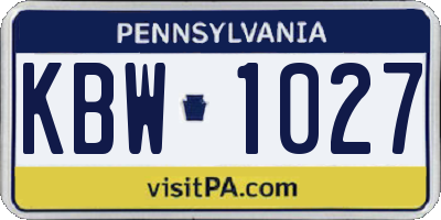 PA license plate KBW1027