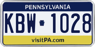 PA license plate KBW1028