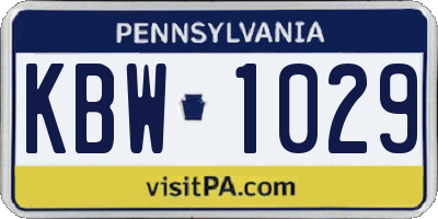 PA license plate KBW1029