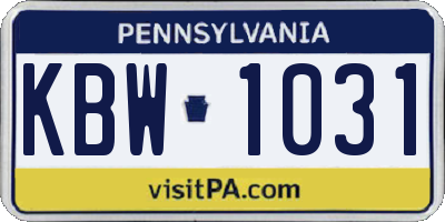 PA license plate KBW1031