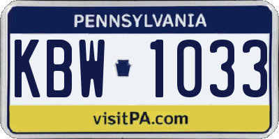 PA license plate KBW1033