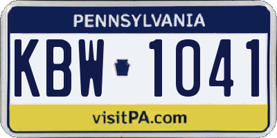PA license plate KBW1041
