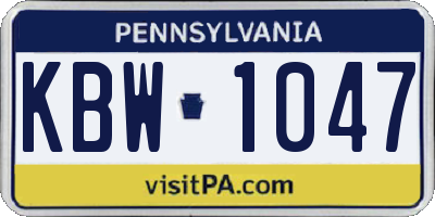 PA license plate KBW1047